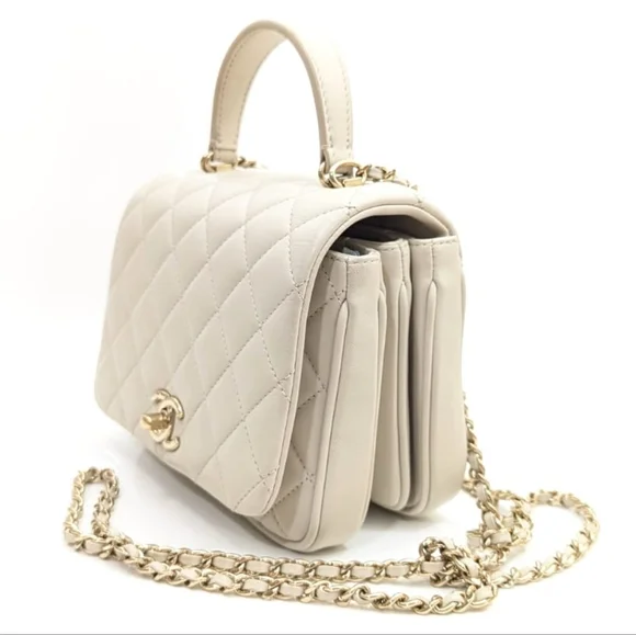 ✨️Authentic Chanel Citizen Chic Top Handle Bag Quilted Lambskin Mini ivory - Picture 11 of 16